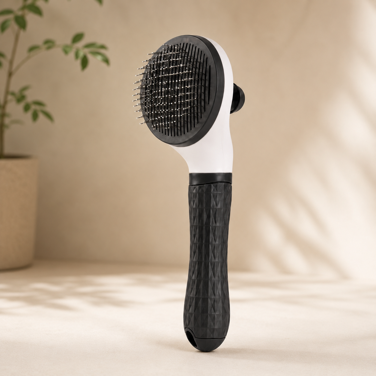 Cepillo autolimpiable para perros y gatos con púas de acero inoxidable